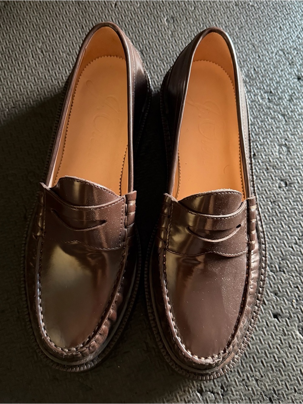 Jcrew New Winona lug-sole penny loafers in Italian spazzolato leather - size 8.5